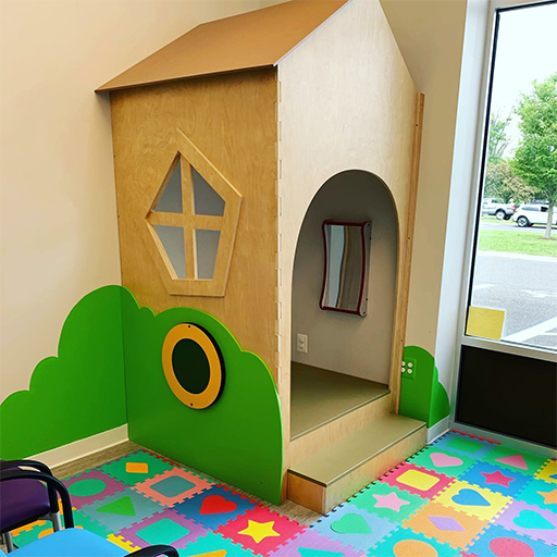 Playhouse in dental office waiting room