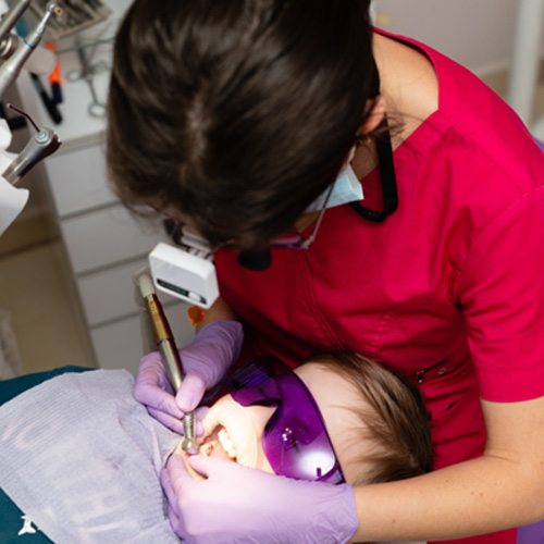 Young boy at dentist