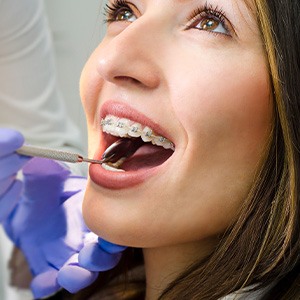 patient smiling with braces